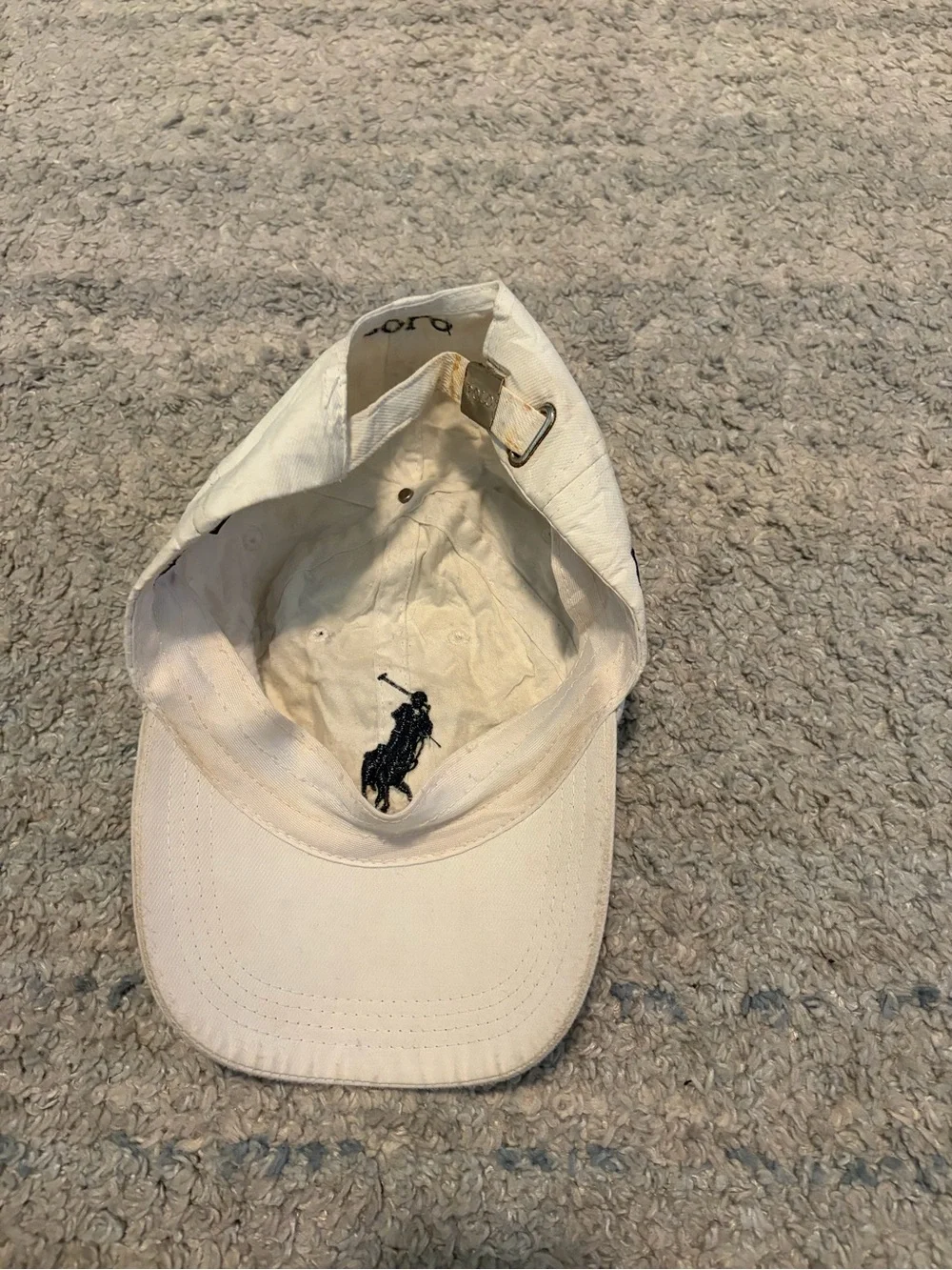 Polo Ralph Lauren Big Pony #3 Baseball Cap White Navy Blue Strapback Dad Hat